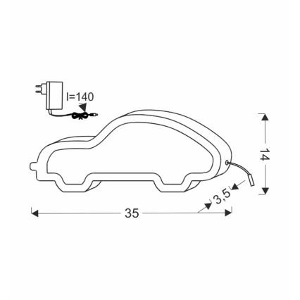 Світлодіодна дитяча настільна лампа CAR LED/11W/230V рожева