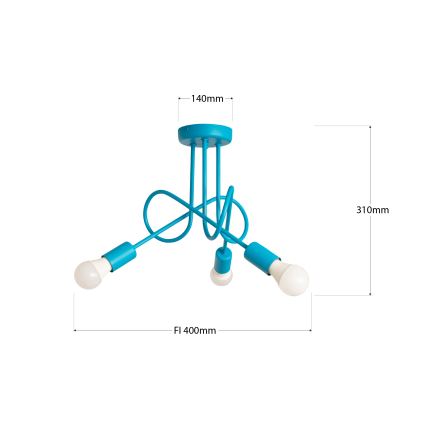 Світлодіодна дитяча накладна люстра OXFORD 3xE27/15W/230V синя