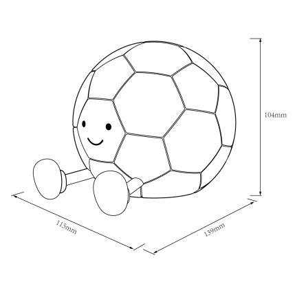 Світлодіодна регульована дитяча сенсорна лампа FOOTBALL LED/2W/5V USB 1200 mAh біла/чорна