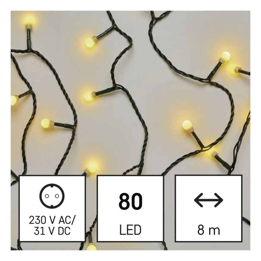 Світлодіодна гірлянда 80 LED, 230 В, 8 режимів, 13 м, IP44, тепле біле