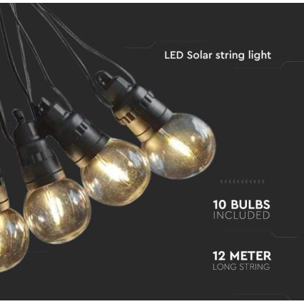 Світлодіодна гірлянда на сонячній батареї 10xLED/0,5/4,5V 12 м 3000K IP44 + дистанційне керування