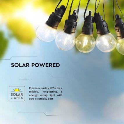 Світлодіодна гірлянда на сонячній батареї 10xLED/0,5/4,5V 12 м 3000K IP44 + дистанційне керування