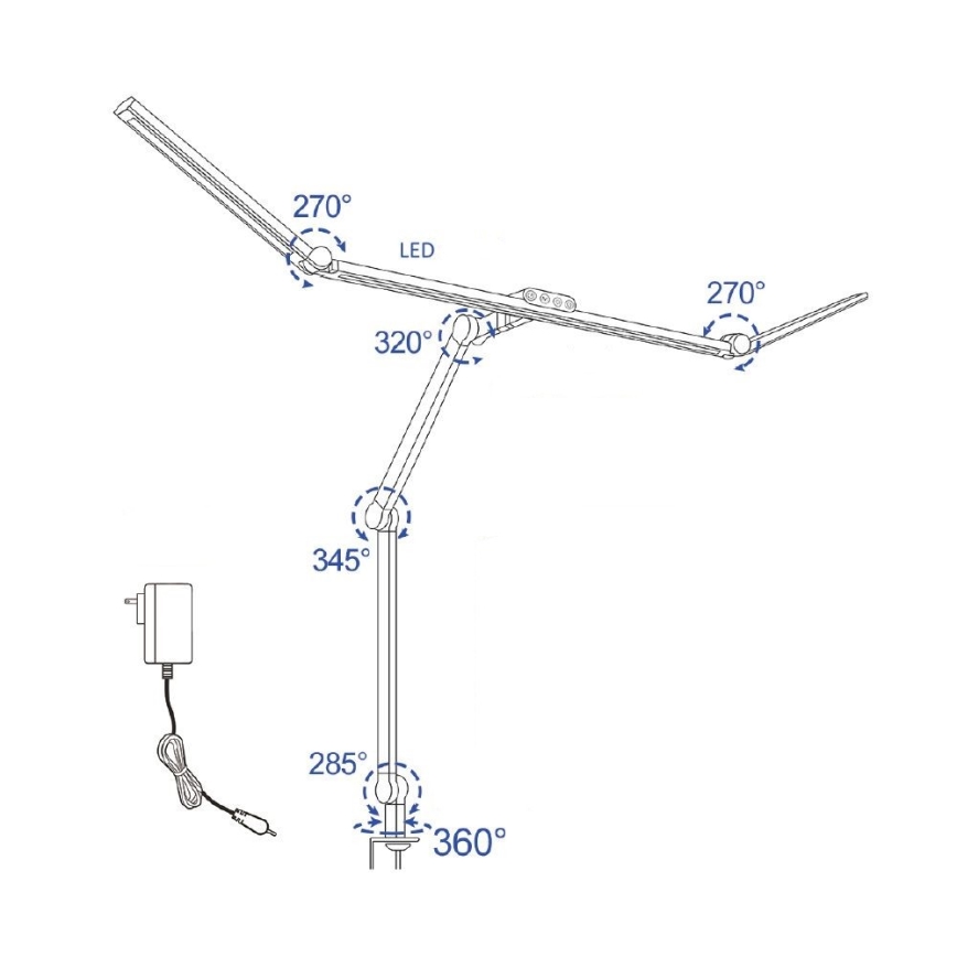 Світлодіодна регульована сенсорна гнучка настільна лампа POINTIQ LED/36W/230V 3000-6500K CRI 92 чорна