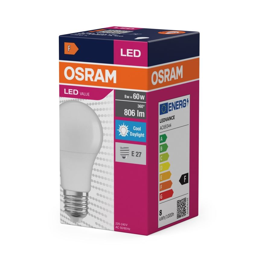 Світлодіодна лампа A60 E27/8 Вт/230 В 6500 К - Osram