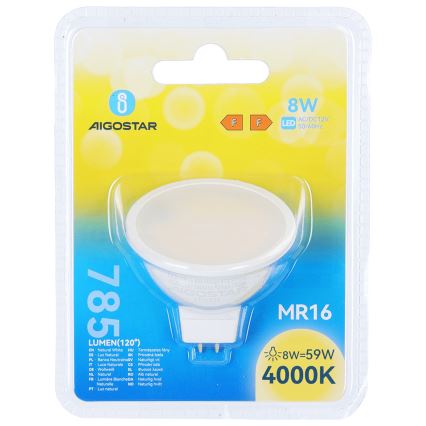 Світлодіодна лампа MR16 GU5,3/8W/12V 4000K - Aigostar