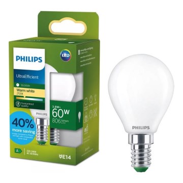 Світлодіодна лампа ULTRAEFFICIENT Philips P45 E14/3,8 Вт/230 В 2700 К