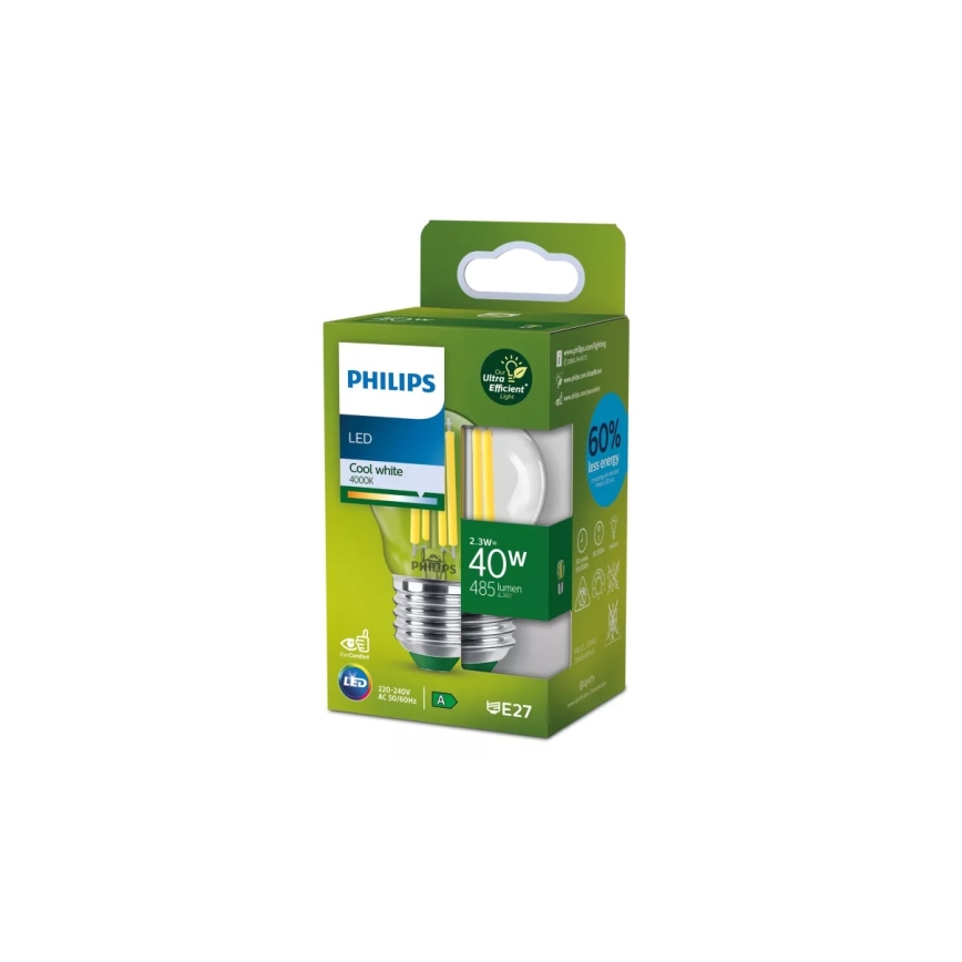 Світлодіодна лампа ULTRAEFFICIENT VINTAGE Philips P45 E27/2,3W/230V 4000K