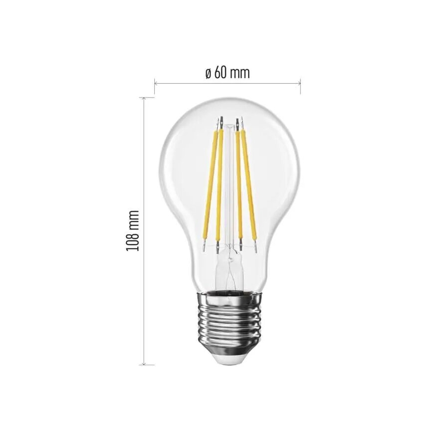 Світлодіодна лампочка FILAMENT A60 E27/3,8W/230V 4000K Клас енергоспоживання A