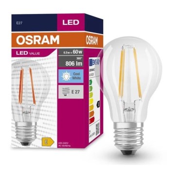 Світлодіодна лампочка FILAMENT A60 E27/6,5W/230V 4000K - Osram