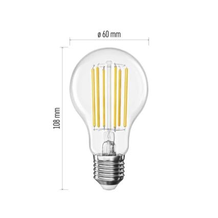 Світлодіодна лампочка FILAMENT A60 E27/7,2W/230V 2700K Клас енергоспоживання A