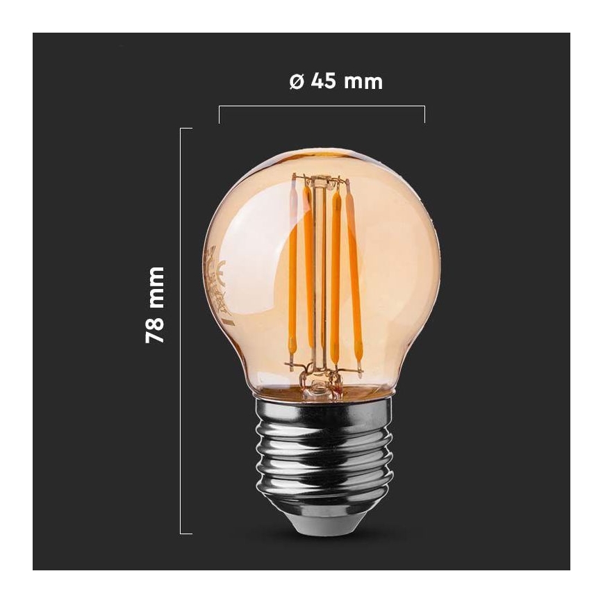 Світлодіодна лампочка FILAMENT AMBER G45 E27/4W/230V 2200K