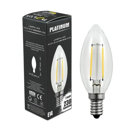 Світлодіодна лампочка FILAMENT C37 E14/2W/230V 3000K