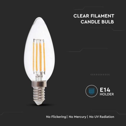 Світлодіодна лампочка FILAMENT E14/4W/230V 6500K