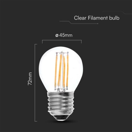 Світлодіодна лампочка FILAMENT G45 E27/6W/230V 3000K