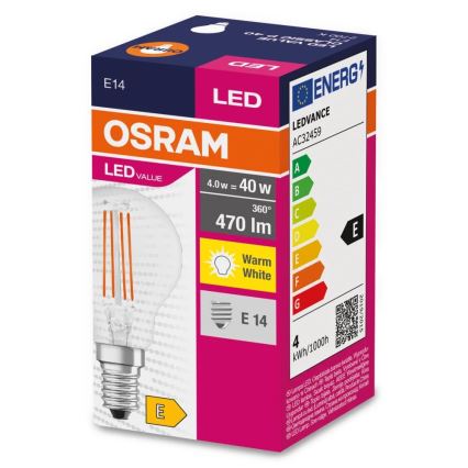 Світлодіодна лампочка FILAMENT P40 E14/4W/230V 2700K - Osram