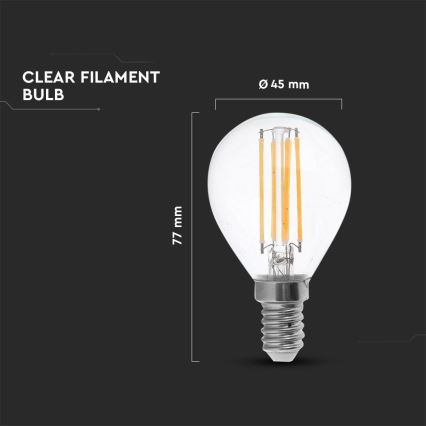 Світлодіодна лампочка FILAMENT P45 E14/4W/230V 4000K