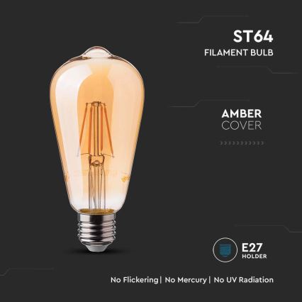 Світлодіодна лампочка FILAMENT ST64 E27/6W/230V 2200K