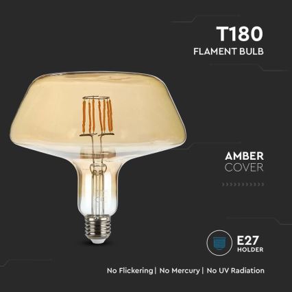 Світлодіодна лампочка FILAMENT T180 E27/8W/230V 1800K