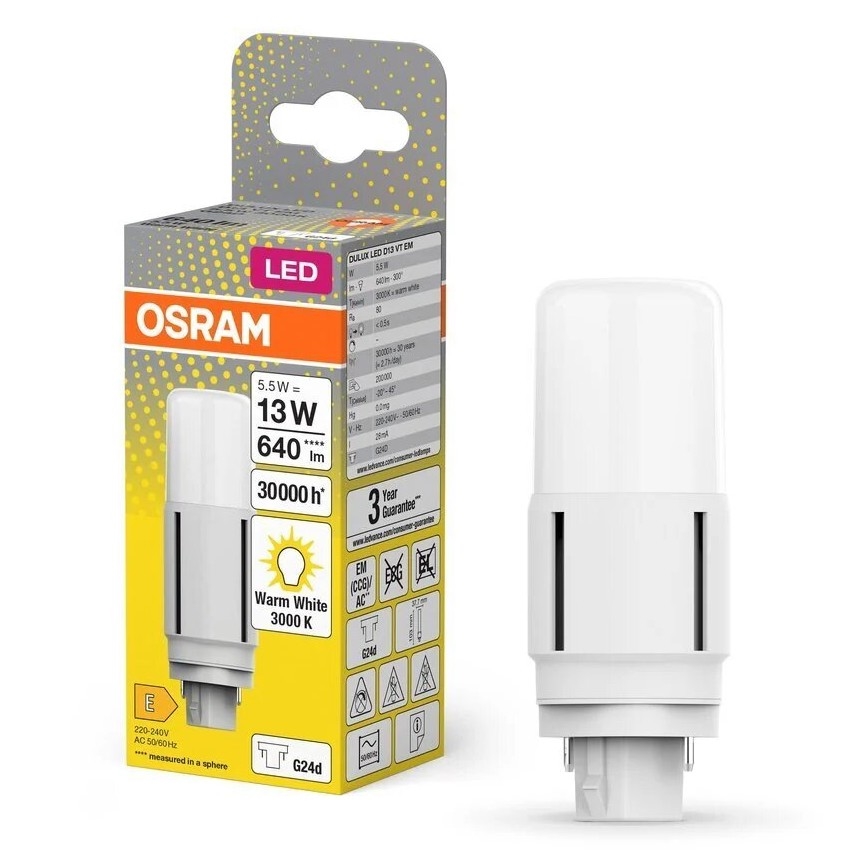 Світлодіодна лампочка G24d/5,5W/230V 3000K - Osram
