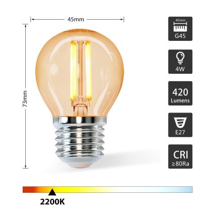 Світлодіодна лампочка G45 E27/4W/230V 2200K - Aigostar