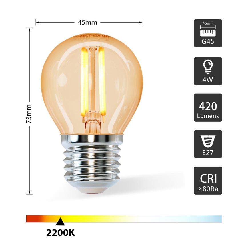 Світлодіодна лампочка G45 E27/4W/230V 2200K - Aigostar