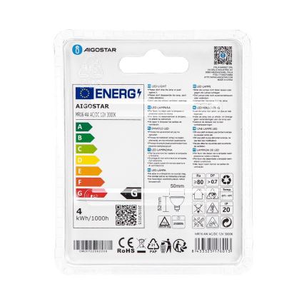 Світлодіодна лампочка MR16 GU5,3/4W/12V 3000K - Aigostar