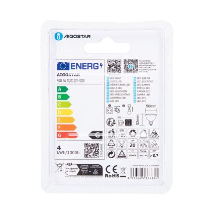 Світлодіодна лампочка MR16 GU5,3/4W/12V 4000K - Aigostar