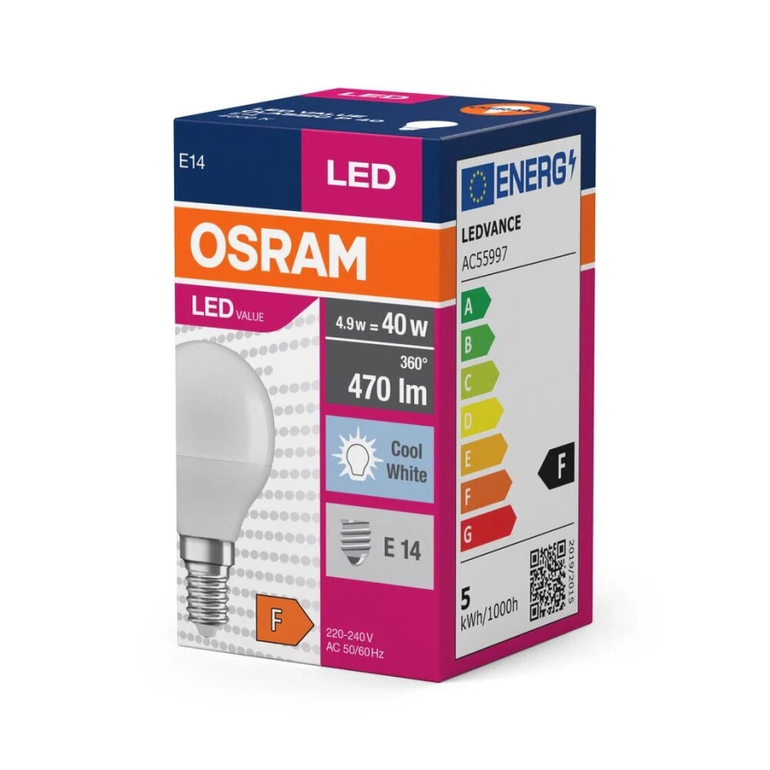 Світлодіодна лампочка P40 E14/4,9W/230V 4000K - Osram