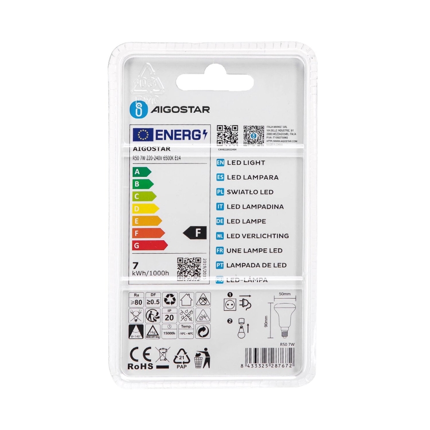 Світлодіодна лампочка R50 E14/7W/230V 6500K - Aigostar