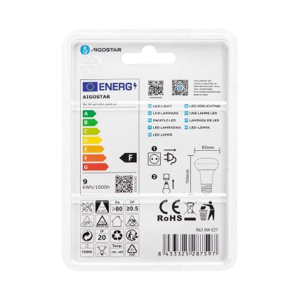 Світлодіодна лампочка R63 E27/9W/230V 3000K - Aigostar