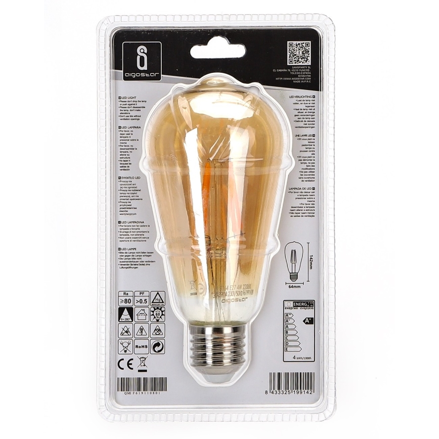 Світлодіодна лампочка ST64 E27/4W/230V 2200K - Aigostar