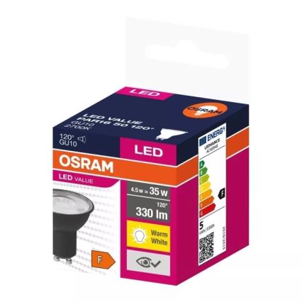 Світлодіодна лампочка VALUE PAR16 GU10/4,5W/230V 2700K 120° чорний - Osram
