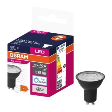 Світлодіодна лампочка VALUE PAR16 GU10/6,9W/230V 6500K 120° чорний - Osram