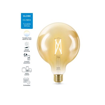 Світлодіодна лампочка з регулюванням яскравості VINTAGE FILAMENT G125 E27/6,7W/230V 2000-5000K CRI 90 Wi-Fi - WiZ