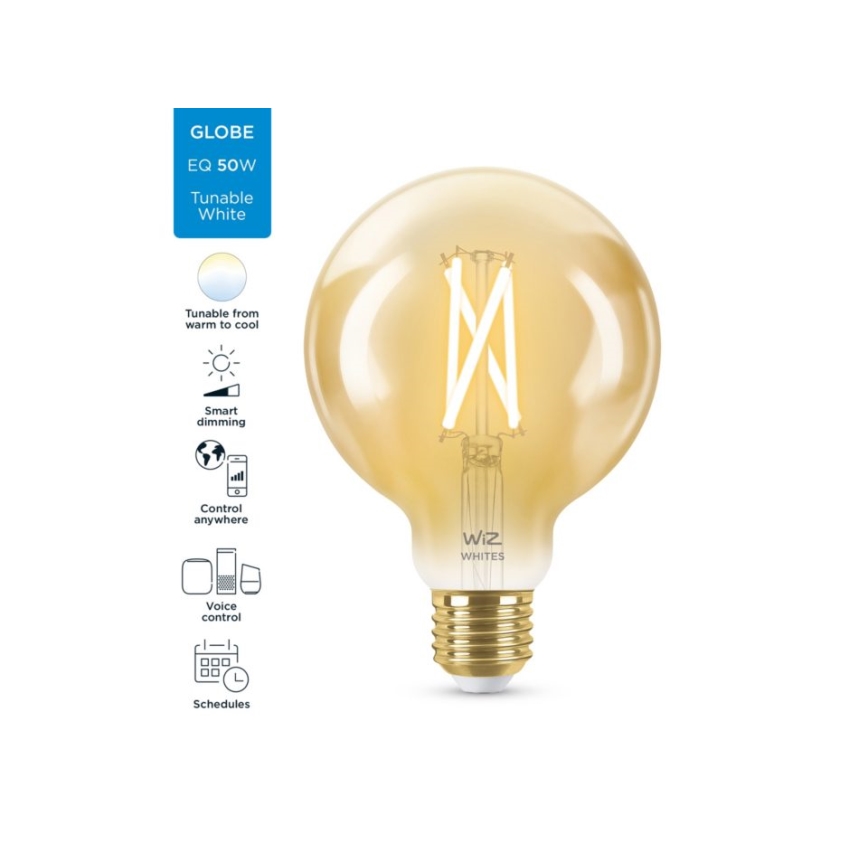 Світлодіодна лампочка з регулюванням яскравості VINTAGE FILAMENT G95 E27/6,7W/230V 2000-5000K CRI 90 Wi-Fi - WiZ