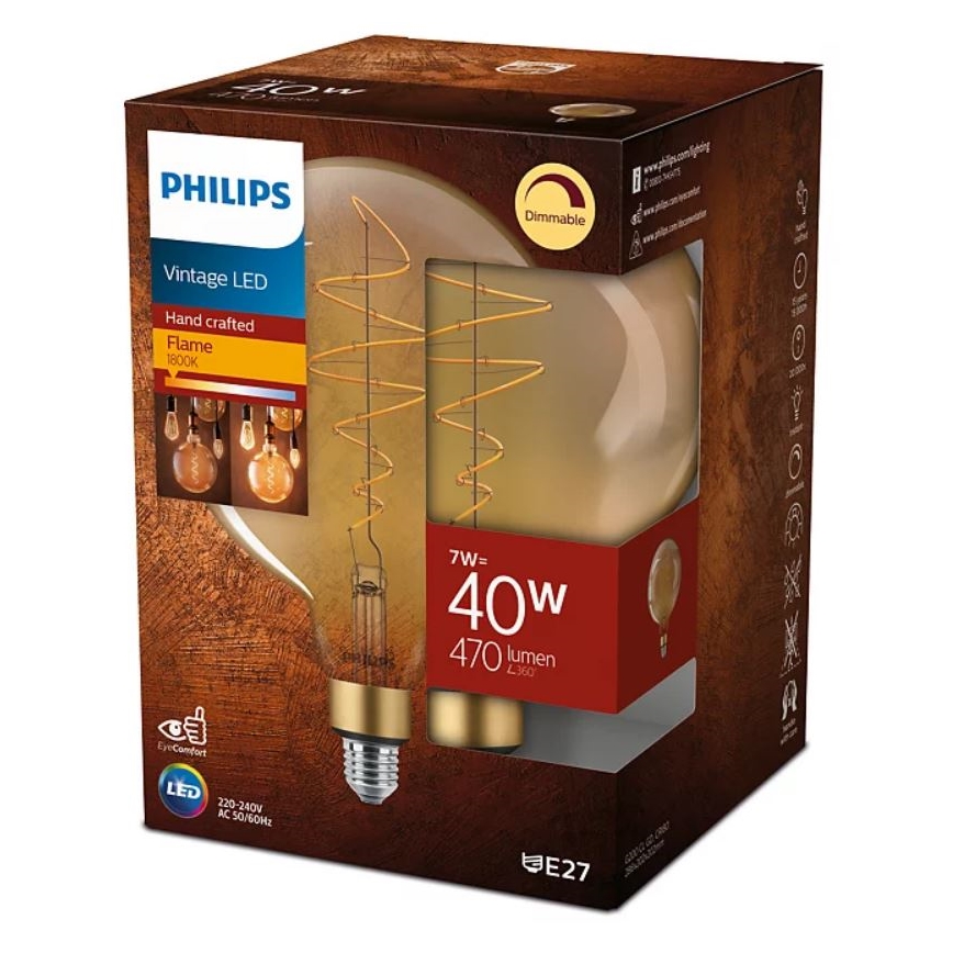 Світлодіодна лампочка з регулюванням яскравості VINTAGE Philips G200 E27/7W/230V 2000K