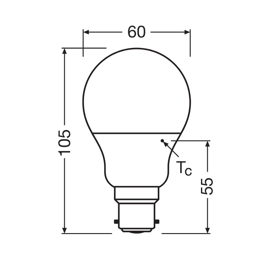 Світлодіодна лампочка A60 B22d/8,5W/230V 2700K - Osram