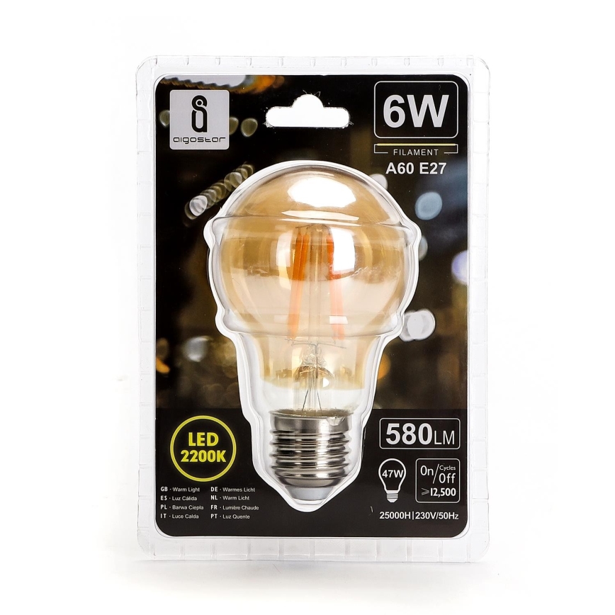 Світлодіодна лампочка A60 E27/6W/230V 2200K - Aigostar