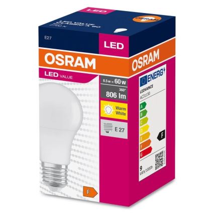 Світлодіодна лампочка A60 E27/8,5W/230V 2700K - Osram