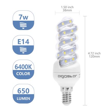 Світлодіодна лампочка E14/7W/230V 6500K - Aigostar