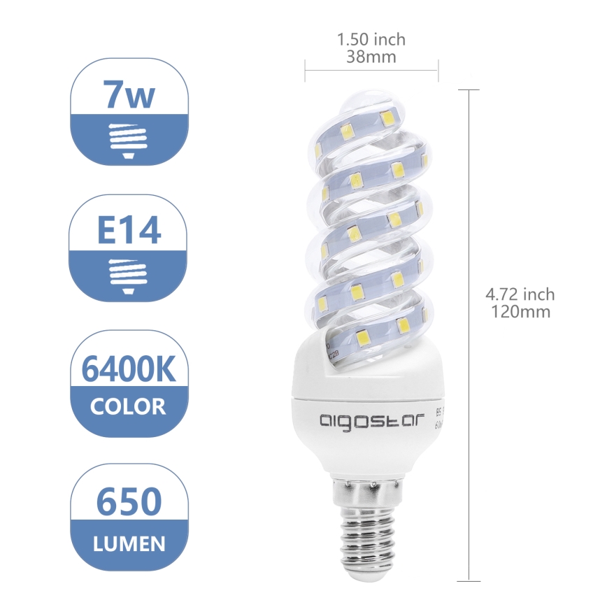 Світлодіодна лампочка E14/7W/230V 6500K - Aigostar