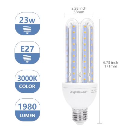 Світлодіодна лампочка E27/23W/230V 3000K - Aigostar