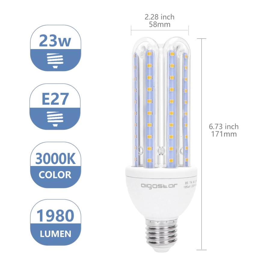 Світлодіодна лампочка E27/23W/230V 3000K - Aigostar