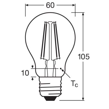 Світлодіодна лампочка FILAMENT A60 E27/6,5W/230V 4000K - Osram