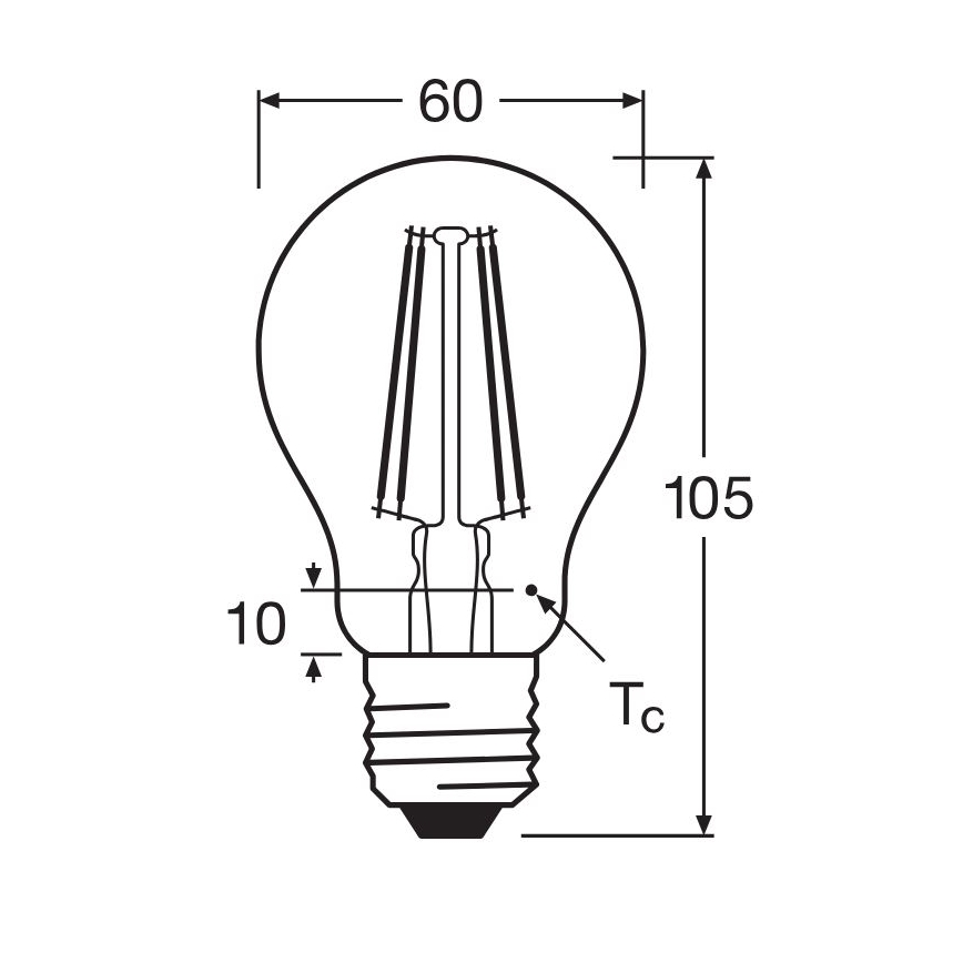 Світлодіодна лампочка FILAMENT A60 E27/6,5W/230V 4000K - Osram