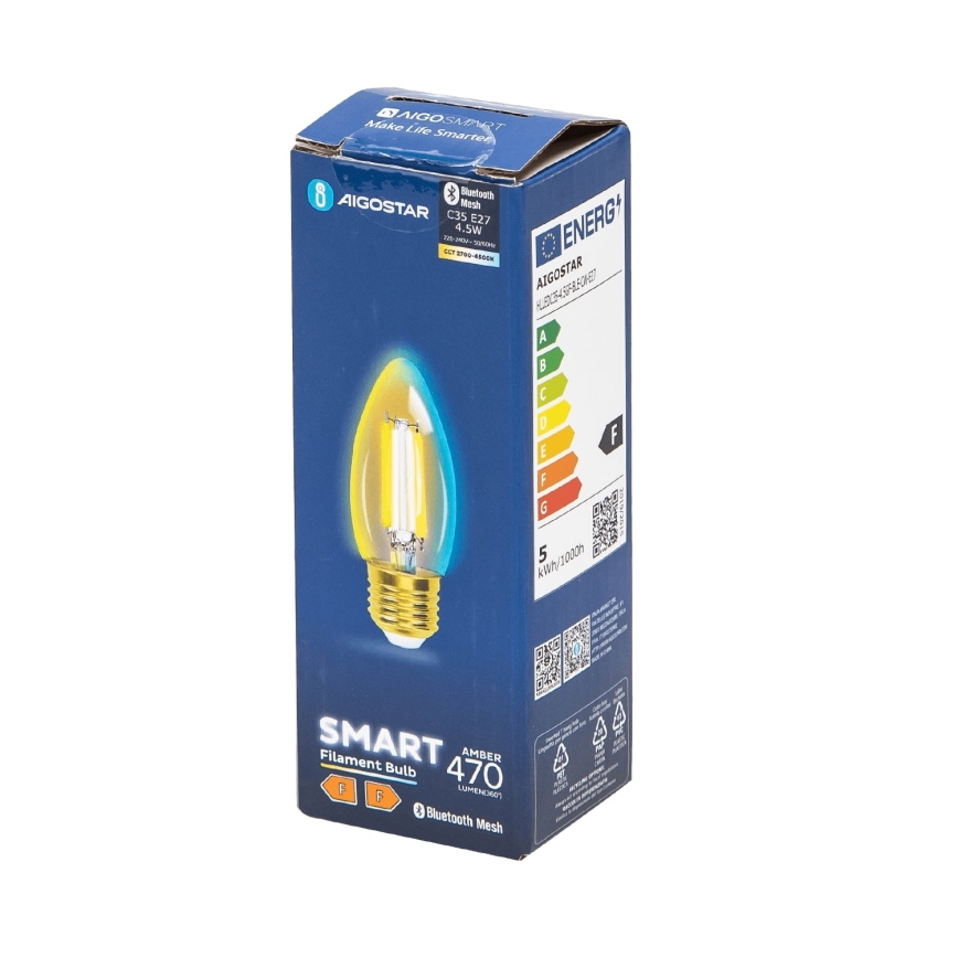 Світлодіодна лампочка з регулюванням яскравості FILAMENT MESH Smart C35 E27/4,5W/230V 2700-6500K - Aigostar