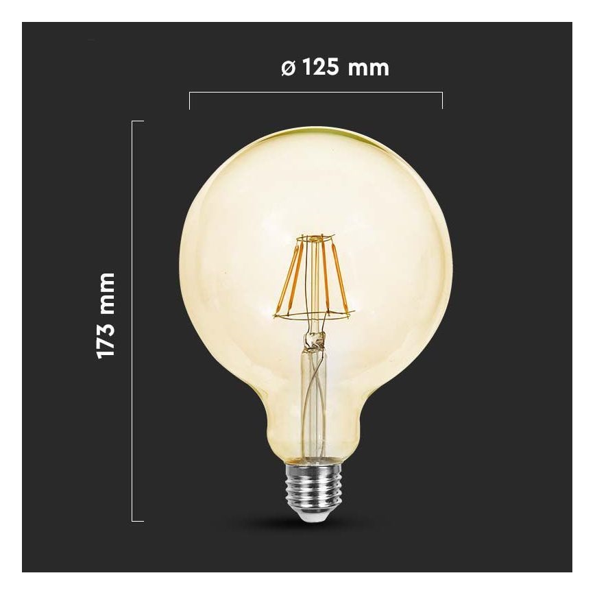 Світлодіодна лампочка FILAMENT G125 E27/12W/230V 2200K