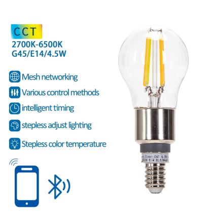 Світлодіодна лампочка з регулюванням яскравості FILAMENT MESH Smart G45 E14/4,5W/230V 2700-6500K - Aigostar