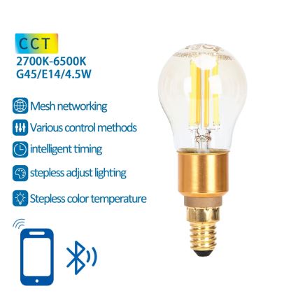 Світлодіодна лампочка з регулюванням яскравості FILAMENT MESH Smart G45 E14/4,5W/230V 2700-6500K - Aigostar