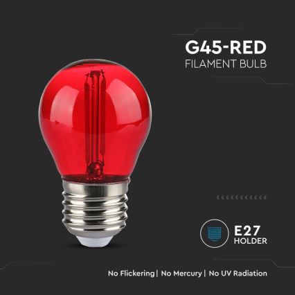 Світлодіодна лампочка FILAMENT G45 E27/2W/230V червоний